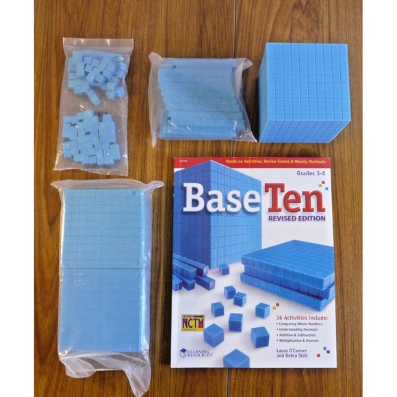 Learning Resources Other - Learning Resources Base Ten Blocks Plus Book 121 Pieces 36 Activities NEW